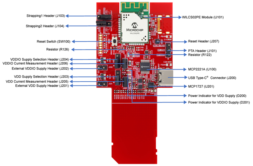Mechanical Drawing - Microchip Technology WILCS02 Wi-Fi® Link Controller SD Board